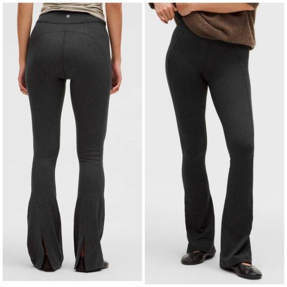 Lululemon‎ Soft Sueded Split-Hem High-Rise Mini-Flare Pant Black size 2 NWT - Picture 1 of 7